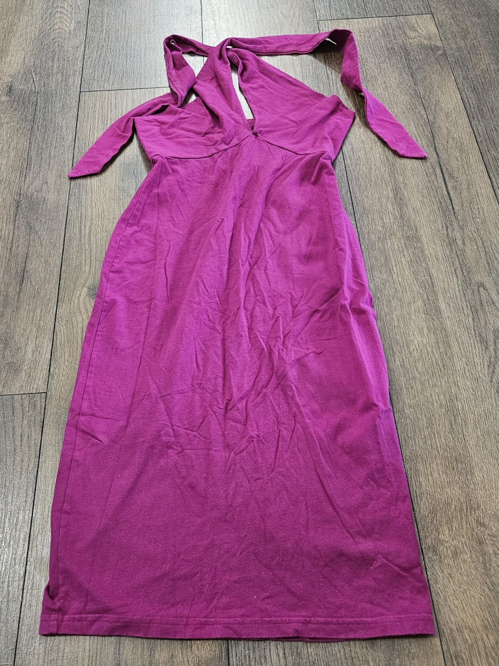 American Apparel Fuchsia Bodycon Halter Neck Tie Dress Size S